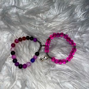 Glass bead bracelet set 🩷💜